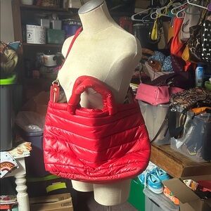 Estee Lauder Puffer Red Quilted Women's Crossbody NEW